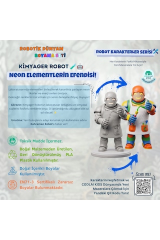 Codlaı Kids Robotik Dünyam 3d Boyama Seti - Çocuklar İçin Eğitici Yaratıcı Oyuncak Boyama Kiti - Kimyager Robot