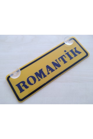 Romantik Yazılı Sarı Dekor Plaka 22x7,5cm Vantuzlu Pleksi Dekor Levha Sarı Plaka 1 Adet