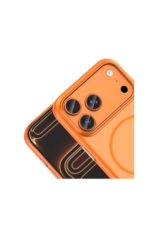 Apple iPhone Uyumlu 17 Pro Max Kılıf M-safe Şarj Özellikli Zore Lora Pc Kapak - Turuncu