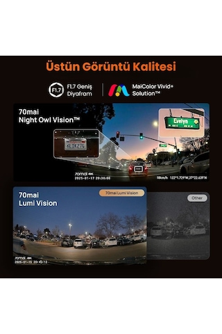 70mai T800-2 Ön Kamera +iç Kamera + Rc24 Arka Kamera 128gb