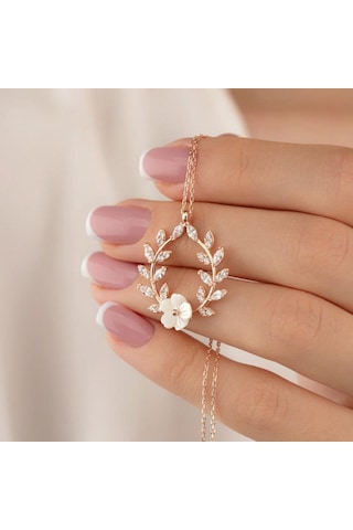 Gümüş Pazarım Defne Yaprağı Kadın Gümüş Kolye 550099263