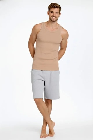 Etiler Collection Erkek Fitilli Atlet Sıfır Yaka Slim Fit Arka Baskılı Spor Atlet - Bej