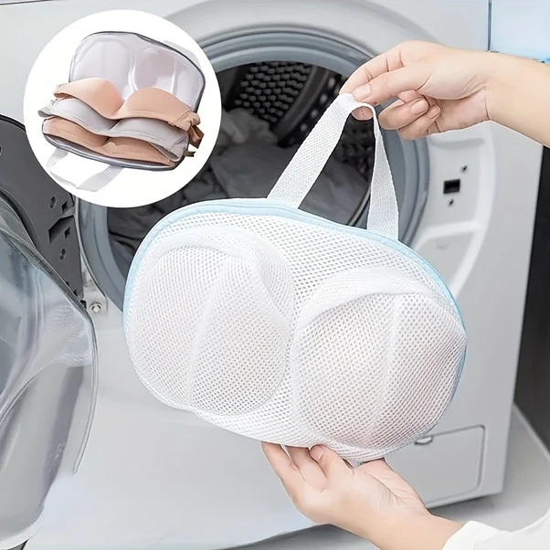 Dashanshop Mavi Fermuarlı Sütyen Çamaşır Filesi - Yıkama Koruma, Delikli Tasarım Mavi