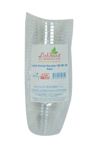 Lüks Kristal Bardak Sert Plastik Su Otomat Bardağı 180 Ml 25 Li 1 Paket Diğer