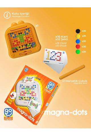 Magnetic Dots- Steam Manyetik Kodlama Tableti Turuncu Ekransız Oyun Aktivitesi Manyetik Yapı Bloklar