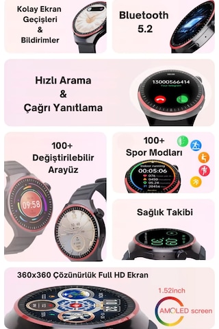 Wearfitpro Hw10 Pro 1.52 İnç 38 Mm Yuvarlak Amoled Ekran Yapay Zeka Destekli Akıllı Saat