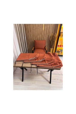 Outdoor Kumaş,bahçe Minderi,balkon Minderi,koruyucu Kılıf , 2-1-1 Takıma Uygun 4 Adet Pofuduk Model ,minder Kılıfı Turuncu