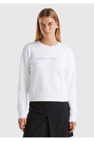 Benetton-w Kadın Beyaz Sweatshırt Beyaz Beyaz