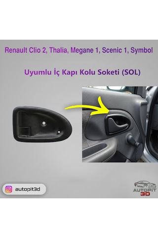 Renault Clio 2 / Thalia / Megane 1 / Scenic 1 / Symbol Uyumlu İç Kapı Kolu Soketi Sol Taraf
