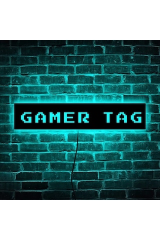 Willowhaven 1 Adet Font 9 11.81inch X 2.36inch Özelleştirilebilir Oyuncu İsimli Usb Led Renk Değiştiren Gece Lambası Duvar Montaj Oyun Odası Hediyesi Ahşap