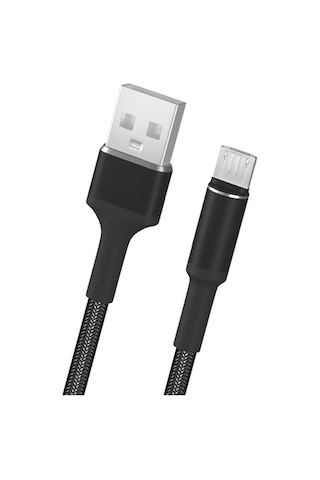 Fitplus Round Rs-101 Micro Usb Data/Şarj Kablosu 3A 1M Örgü Siyah