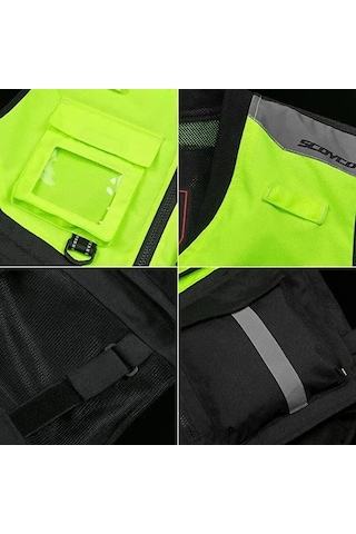 SCOYCO JK116 REFLEKTÖRLÜ KORUMALI MOTOSİKLET YELEĞİ NEON