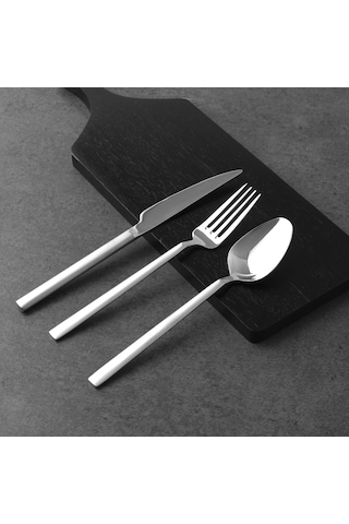 Hisar Milano Saten 18 Parça 6 Kişilik Çatal Kaşık Bıçak Takımı Inox