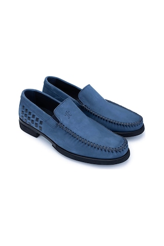 Tamer Tanca Erkek Hakiki Deri Mavi Nubuk Loafer Ayakkabı 1008 3484 Erk Ayk Y25 K.k.mavı Nbk Mavi
