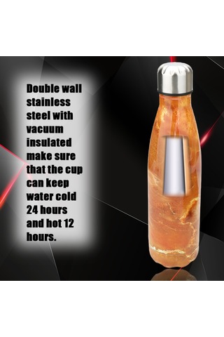 Shineyee Stok Gümüşi Su İçme Kuşağı 500ml, 24 Saat Soğuk/12 Saat Sıcak Saklama, Doğa Desenli, Spor Ve Dışarıda Kullanıma Uygun, Agate Sarısı