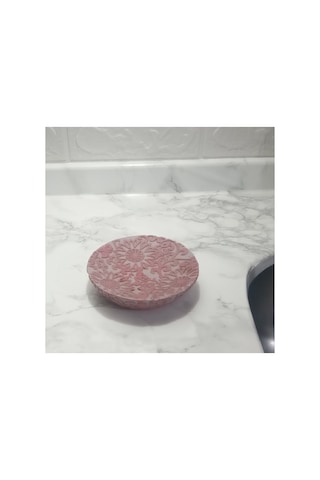 Buççin Online Mağaza Sabunluk Pembe Örgü Model Poliresin 13x13x2cm Banyo Seti Reçine Pembe Çok Renkli