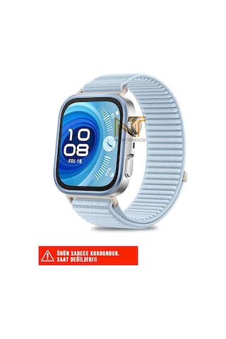 Huawei Watch Fit 3, Fit 4, Fit 4 Pro İle Uyumlu Sportif Örgü Cırtlı Kordon, Açık Mavi