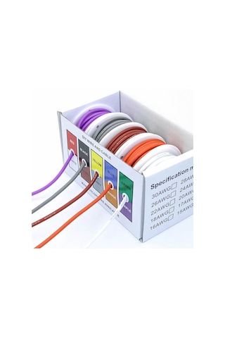 Kutulu 6 Renk Makaralı 28awg 0.3mm 0.8a 60 Metre Elektrik Kablo Seti Montaj Test Pcb Atlama Kablosu