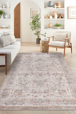 Retrova Halı Koleksiyonu Vintage Eskitme Desenli, 6 Mm İnce Form, Tozumaz Ve Kolay Temizlik Çok Renkli