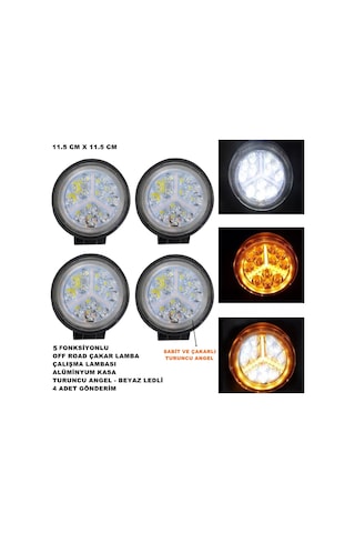 Off Road LED Turuncu Çakar Angel - Beyaz Led 5 Fonksiyonlu 4 ADET
