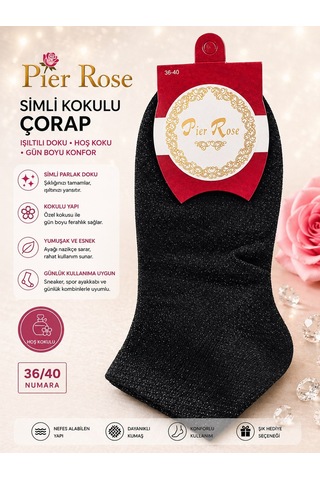 Pier Rose Simli Kadın Çorap Kokulu Parlak Soket Çorap 6 'lı Paket Siyah Düz