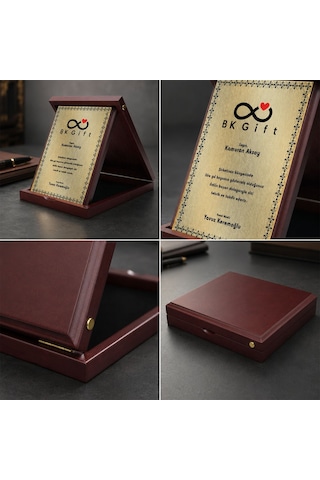 Logonuza Özel Mesajlı 20 X 26 Cm Dikey Ahşap Kutulu Kurumsal Teşekkür Ve Başarı Plaketi