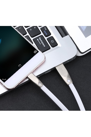 Aweı Cl-96 Usb Micro Usb Taşınabilir Tpe + Alüminyum Alaşımlı Veri Kablosu, 2a, Uzunluk: 1m Beyaz