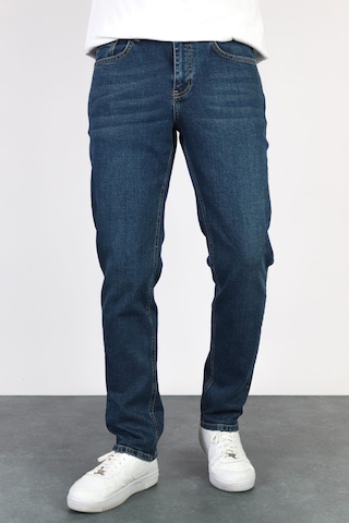 Erkek Okyanus Mavisi Regular Fit Boru Paça Esnek Likralı Denim Jeans Kot Pantolon HLTHE001976 Mavi