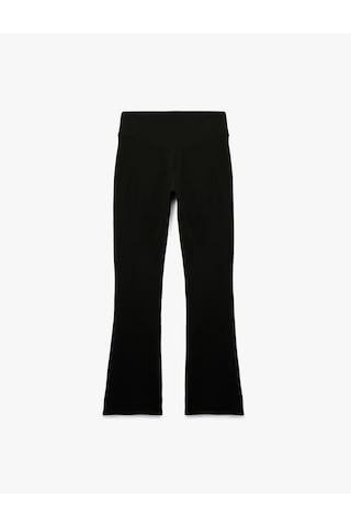 Koton Yüksek Bel Slim Fit İspanyol Paça Spor Tayt Siyah 7wak40040nk