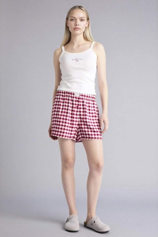 Defacto Kareli Şort Pijama Altı G7995ax26spbr205 Bordo-br205