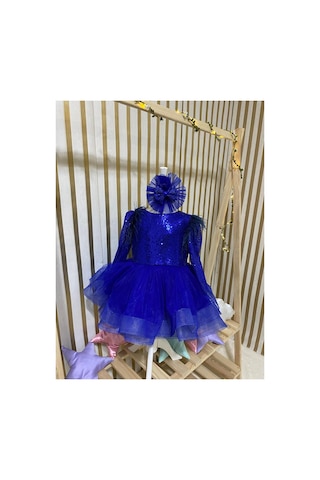 Hayy Baby Kids Wear Mavi Paletli Kabarık Tütü Elbise Hayy Baby Kids Wear Mavi Paletli Kabarık Tütü Elbise
