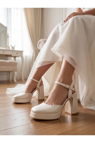 Nesilshoes Nesil Shoes Mrv 185821 Sedef Arkası Açık Gelinlik Sandalet