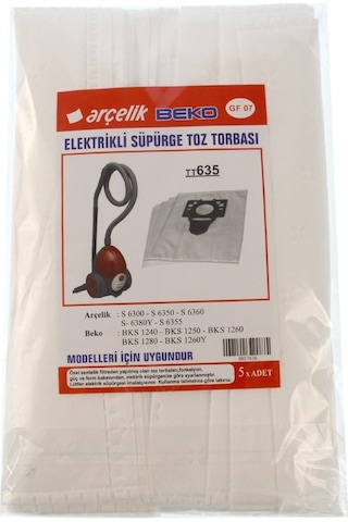 Arçelik Uyumlu Beko Süpürge Toz Torbası Tt 635 3 Kat (Pk.) 5'Li
