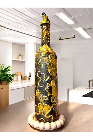 El Yapımı Altın Varaklı Yağdanlık Tasarım Sunum Standı İle Şık Mutfaklar Ve Sofralar Kahverengi