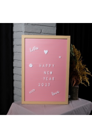 Büyük Boy Pembe Yazı Panosu Mesaj Tahtası; 2 Adet Harf Seti Hediy