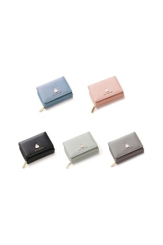 Batsıoe Kare Bayanlar Cüzdan Üç Katlı Çok Fonksiyonlu Kart Tutucu Fermuar Karikatür Bozuk Para Cüzdanı Açık Mavi Açık Mavi