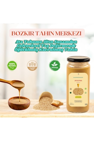 Bozkır Tahin Merkezi Yerli Ata Tohumu Altın Susam Su Değirmeni Tahini Çifte Kavrulmuş 600 G
