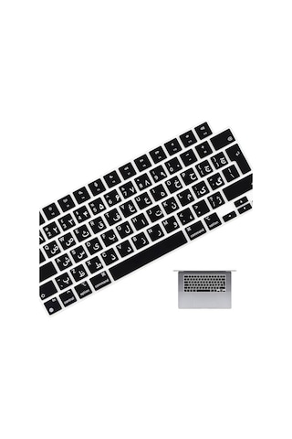 Siyah Macbook Uyumlu Air 13,6 İnç Farsça Klavye Koruyucu Persian Harf Baskılı A2681 M2 Air 15,3 Pro 14 16