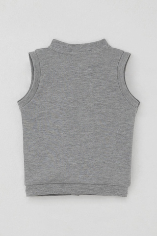 Breeze Erkek Bebek Yelek Çıtçıtlı Sevimli Balonlu Ayıcık Armalı 4 Ay-1 Yaş, Gri Melanj Gri Melanj