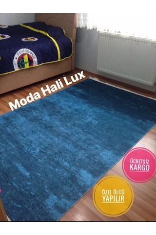 STY Home Mavi Kaymaz Taban Makinede Yıkanabilir Halı