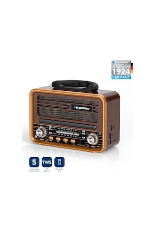 Blaupunkt R85 Nostaljik Bluetooth Radyo Type-c Şarjlı Tws Dual Bağlantı Fm/am/sw Kahverengi