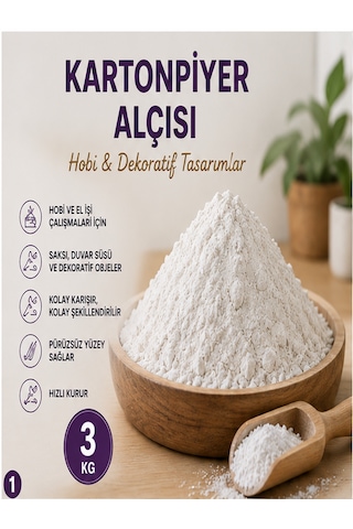 Emin Türkoğlu Kartonpiyer Alçısı 3 Kg Hobi Ve Dekoratif Tasarımlar İçin-özel Katkılı-çabuk Donan-poşetlenip Gönderilir