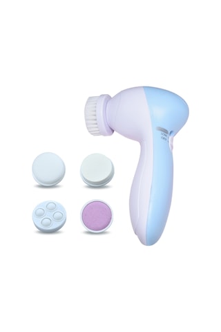 Mufunye Cilt Temizleme Ve Masaj Cihazı - Çok Amaçlı Yüz Bakım Aleti, 5 Başlıklı, Pil Dahil Değil, Mavi Mavi