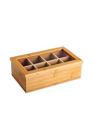 Mien MEN621 8 Bölmeli Bambu Çay Kutusu 32 x 20 x 9 CM