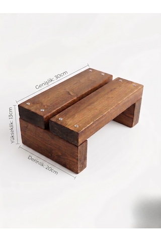 Nest Woodtr Doğal Ahşap Tek Katlı Basamak Tabure Yükseltici 30x25x15cm 1adet Açık Ceviz