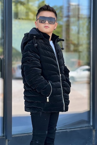 Pina Kids Erkek Çocuk Çıkarılabilir Kapüşonlu Sık Dikişli Nova Kumaş Kışlık Şişme Mont Km4016 Siyah