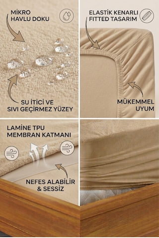 Formeya Pamukkale Kahve Mikro Fitted Sıvı Geçirmez Yatak Koruyucu TekKişilik Alez