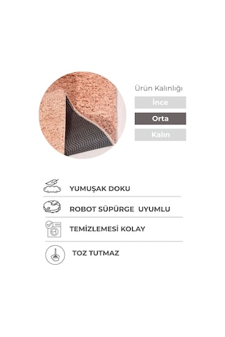 Yuvarlak Mabel Yavruağzı Yumuşak Tuşeli Halı 10 Farklı Renk Seçeneği Kaymaz Taban Yıkanabilir Modern Yavruğazı