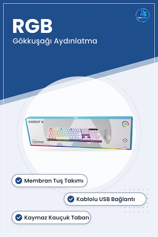 Kablolu Usb Oyuncu Klavye Mouse Seti Beyaz Rgb Işıklı Mekanik His Optik
