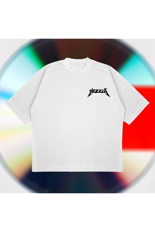 Tarzsokak Yeezus Cd Tee Oversize Unisex Pamuklu Nefes Alan Kalın Kumaşlı Beyaz
